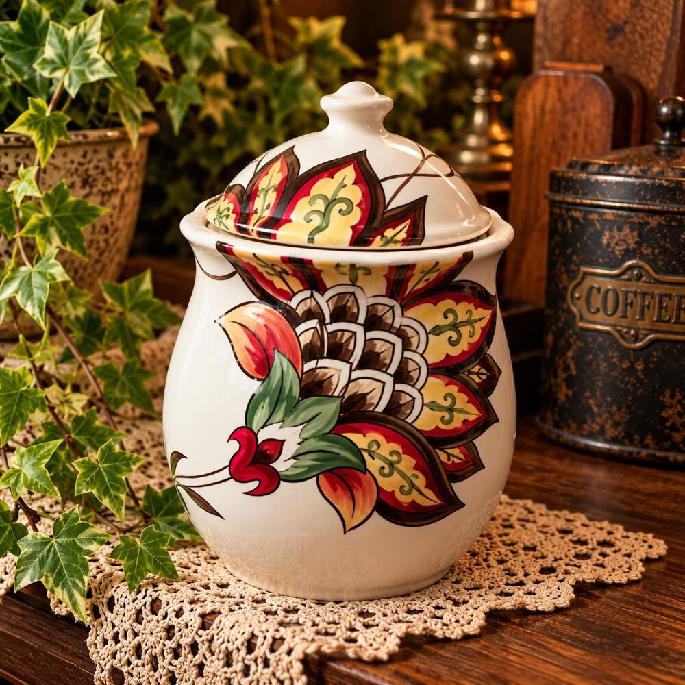 Tabletops Lifestyles Gabriella Ceramic Canister Vintage Floral Pier 1 Carynthum